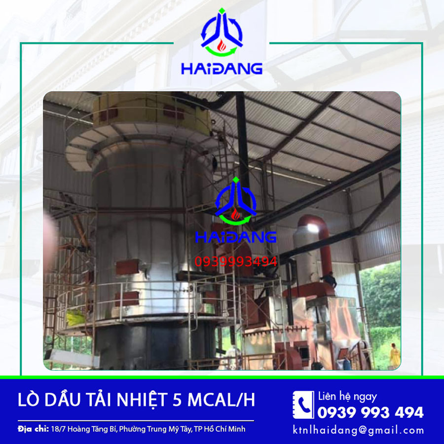 Lò dầu tải nhiệt 5 Mcal/h đang vận hành, cung cấp nguồn nhiệt ổn định Lò dầu tải nhiệt 5 Mcal/h đang vận hành, cung cấp nguồn nhiệt ổn định