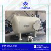 Bồn chứa hơi được lắp đặt hoàn thiện, sẵn sàng kết nối hệ thống sản xuất.