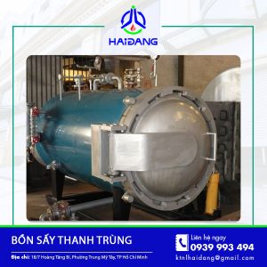 Cận cảnh cấu tạo bên trong bồn sấy với hệ thống gia nhiệt đồng đều.
